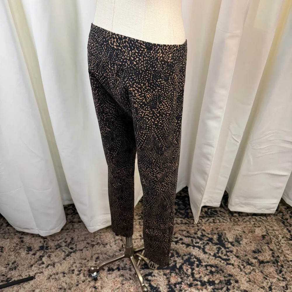 Etcetera Tan & Black Abstract Speckled Print Slim Leg Zip Hem Trousers Size 0 - Picture 12 of 14